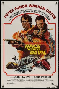 5d0916 RACE WITH THE DEVIL 1sh 1975 Peter Fonda & Warren Oates are burning bridges & rubber!