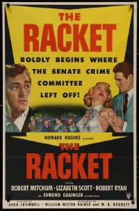 5d0917 RACKET 1sh 1951 Robert Ryan grabs sexy Lizabeth Scott, Robert Mitchum, Howard Hughes