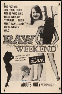 5d0926 RAW WEEKEND 1sh 1964 men who like raw meat, whiskey & wild women, filmed in Ogle-Scope!