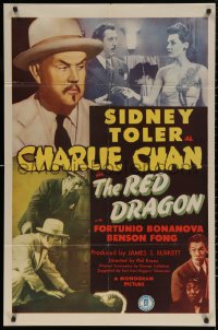 5d0929 RED DRAGON 1sh 1945 Sidney Toler as Asian detective Charlie Chan, Fong, Best, ultra rare!