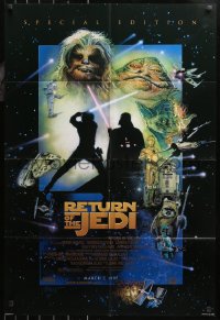 5d0938 RETURN OF THE JEDI style D advance DS 1sh R1997 George Lucas classic, Drew Struzan!