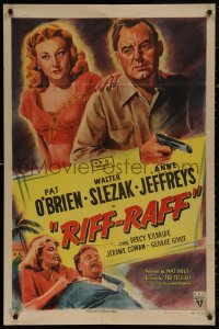 5d0943 RIFF-RAFF 1sh 1947 art of Pat O'Brien with gun & Anne Jeffreys, film noir!