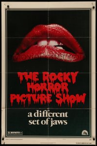 5d0957 ROCKY HORROR PICTURE SHOW style A 1sh 1975 c/u lips image, a different set of jaws!