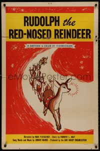 5d0966 RUDOLPH THE RED-NOSED REINDEER 1sh 1948 Max Fleischer, Santa Claus, cool Christmas art!