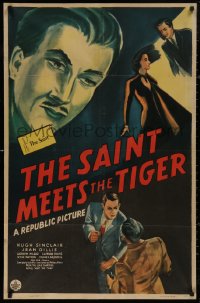 5d0973 SAINT MEETS THE TIGER 1sh 1943 cool art of Hugh Sinclair as Simon Templar, ultra rare!