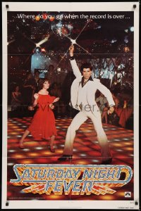 5d0983 SATURDAY NIGHT FEVER teaser 1sh 1977 best image of disco John Travolta & Karen Lynn Gorney!