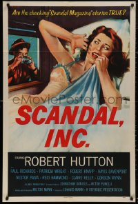 5d0988 SCANDAL INC. 1sh 1956 Robert Hutton, art of paparazzi photographing sexy woman in bed!