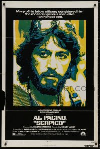 5d1001 SERPICO 1sh 1974 great image of undercover cop Al Pacino, Sidney Lumet crime classic!
