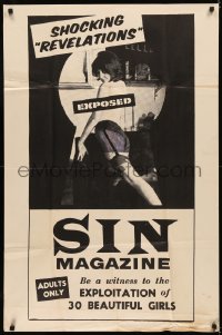 5d1021 SIN MAGAZINE 1sh 1965 be a witness to the exploitation of 30 beautiful girls, ultra-rare!