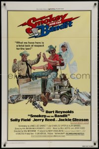 5d1030 SMOKEY & THE BANDIT 1sh 1977 Solie art of Burt Reynolds, Sally Field & Jackie Gleason!