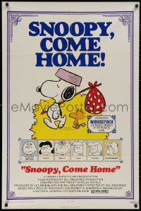 5d1033 SNOOPY COME HOME 1sh 1972 Peanuts, Charlie Brown, great Schulz art of Snoopy & Woodstock!