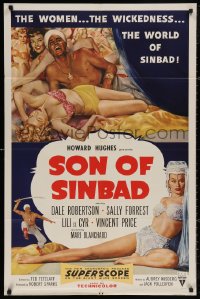 5d1041 SON OF SINBAD 1sh 1955 Howard Hughes, great art of super sexy harem women!