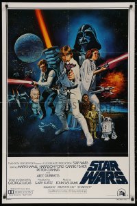 5d1068 STAR WARS style C int'l 1sh 1977 George Lucas sci-fi epic, art by Tom William Chantrell!