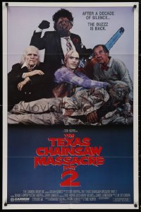 5d1124 TEXAS CHAINSAW MASSACRE PART 2 1sh 1986 Tobe Hooper horror sequel, cool family portrait!