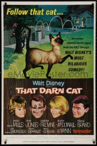 5d1127 THAT DARN CAT style B 1sh 1965 great art of wacky Disney Siamese feline, follow that cat!