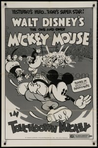 5d1165 TOUCHDOWN MICKEY 1sh R1974 Walt Disney, great cartoon art of Mickey Mouse playing football!