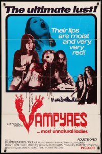 5d1186 VAMPYRES 1sh 1976 sexy unnatural female vampires feeding on shirtless man, the ultimate lust!