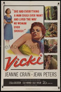 5d1192 VICKI 1sh 1953 if men want to look at sexy bad girl Jean Peters, she'll make them pay for it!