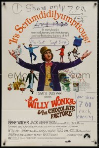 5d1229 WILLY WONKA & THE CHOCOLATE FACTORY 1sh 1971 Gene Wilder, it's scrumdidilyumptious!