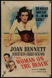 5d1239 WOMAN ON THE BEACH 1sh 1946 Ryan, Bickford, go ahead & say it, sexy Joan Bennett is no good!