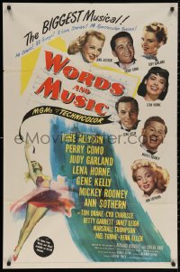 5d1246 WORDS & MUSIC 1sh 1949 Judy Garland, Lena Horne & musical all-stars, bio of Rodgers & Hart!