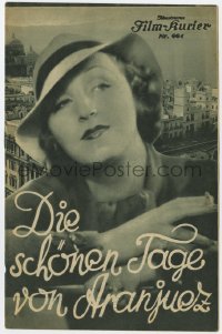 5f0193 DIE SCHONEN TAGE VON ARANJUEZ Austrian program 1933 Brigitte Helm in movie remade as Desire!
