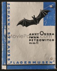 5f0252 DIE FLEDERMAUS foil Danish program 1931 Anny Ondra in Johann Strauss' famous opera!