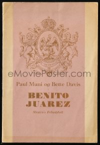 5f0280 JUAREZ Danish program 1939 different images of Bette Davis & Paul Muni, William Dieterle!