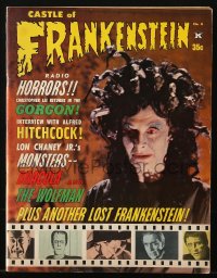 5f0646 CASTLE OF FRANKENSTEIN #6 magazine 1965 great cover image of The Gorgon + Dracula & Frankenstein!