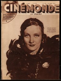 5f0538 CINEMONDE French magazine April 28, 1932 Marlene Dietrich cover portrait in Shanghai Express!