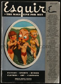 5f1019 ESQUIRE magazine August 1937 cover art by A. Von Frankenberg, Petty art & Hurrell photos!