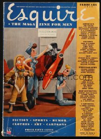 5f1022 ESQUIRE magazine Feb 1943 cover art by Van Sant & Soderstrom, fold-out w/Hurrell & Vargas!