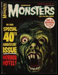 5f1338 FAMOUS MONSTERS OF FILMLAND #40 magazine Aug 1966 Horror Hotel art by Rob Cobb, 40th anniversary!