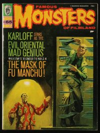 5f1360 FAMOUS MONSTERS OF FILMLAND #65 magazine May 1970 Gogos art of Karloff in Mask of Fu Manchu!