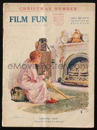 5f1027 FILM FUN magazine December 1917 Sairka art of child by fireplace on Christmas night!