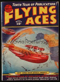 5f0493 FLYING ACES pulp magazine March 1938 Schomburg cover art, How Japan Might Attack America!