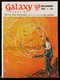 5f1244 GALAXY SCIENCE FICTION magazine December 1961 Dember cover art of astronaut w/solar system!
