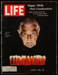 5f1291 LIFE MAGAZINE magazine March 15, 1968 Boris Karloff celebrates Frankenstein 150th anniversary
