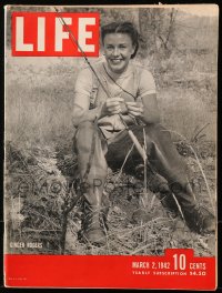 5f1282 LIFE MAGAZINE magazine March 2, 1942 Ginger Rogers with fishing pole at her Oregon ranch!