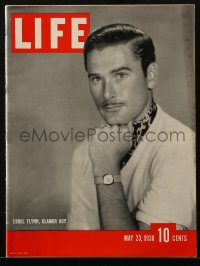 5f1276 LIFE MAGAZINE magazine May 23, 1938 great cover portrait of Errol Flynn, glamor boy!