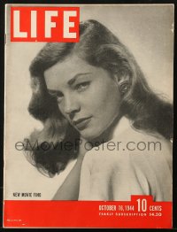 5f1284 LIFE MAGAZINE magazine October 16, 1944 the beautiful new movie find, Lauren Bacall!