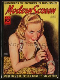 5f1107 MODERN SCREEN magazine May 1938 art of sexy Carole Lombard drinking by Earl Christy!