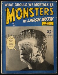5f0793 MONSTERS TO LAUGH WITH #3 magazine 1965 edited by Marvel Comics' Stan Lee, Frankenstein cover!