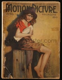 5f1126 MOTION PICTURE magazine April 1919 cover art of pretty Anita Stewart by Leo Sielke Jr.!