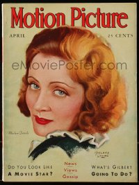 5f1141 MOTION PICTURE magazine April 1931 art of Marlene Dietrich by Marland Stone, Gary Cooper!
