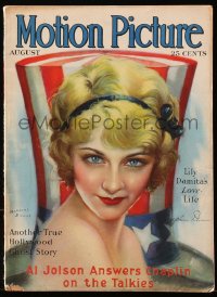 5f1137 MOTION PICTURE magazine August 1929 great cover art of Josephine Dunn by Marland Stone!