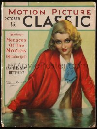 5f0801 MOTION PICTURE CLASSIC magazine October 1930 cover art of Constance Bennett by Marland Stone!