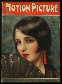 5f1134 MOTION PICTURE magazine May 1926 great cover art of pretty Bebe Daniels by Marland Stone!