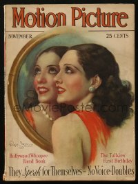 5f1138 MOTION PICTURE magazine November 1929 cover art of sexy Lupe Velez from a Chidnoff portrait!