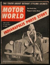 5f0804 MOTOR WORLD magazine June 19, 1953 sexy Marilyn Monroe and the new Singer SM 1500C!